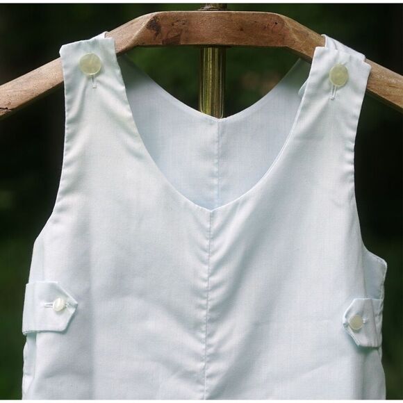 Vintage 90s Feltman Brothers Cotton Light Blue Romper - Picture 3 of 5